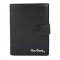 Skórzany portfel męski Pierre Cardin RFID czarny z niebieską wstawką