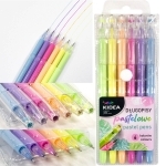 Żelowe długopisy z kryształową końcówką KIDEA - 6 pastelowych kolorów
