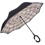 Parasol odwrócony "Revers" - beżowa kratka