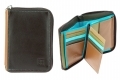 Skórzany portfel męski z suwakiem DuDu®, 534-1232 brąz + niebieski