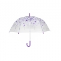 Przezroczysta, głęboka parasolka Perletti w fioletowe kwiatki