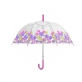Przezroczysta, głęboka parasolka Perletti w kwiatki, różowa