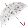 Przezroczysta, głęboka parasolka Perletti w kolorowe kółeczka