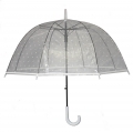 Głęboka duża automatyczna parasolka przezroczysta w grochy, biała