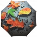 Długi automatyczny parasol damski, liście 3D