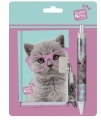 Zestaw pamiętnik + długopis z kotkiem w okularach, Paso Studio Pets