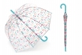 Głęboka automatyczna parasolka Esprit przezroczysta w literki, biała