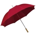 Bardzo duża parasolka w kolorze czerwonym, z rączką stylizowaną na drewno