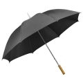 Bardzo duża parasolka w kolorze ciemno szarym, z rączką stylizowaną na drewno