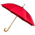 Automatyczna parasolka z drewnianą rączką, czerwona
