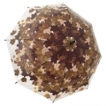 Przezroczysta parasolka damska w jesienny wzór, brązowe liście