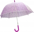 Przezroczysta, głęboka, automatyczna parasolka Perletti we fioletowe serduszka