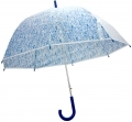 Przezroczysta, głęboka, automatyczna parasolka Perletti w niebieskie serduszka