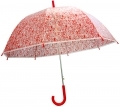 Przezroczysta, głęboka, automatyczna parasolka Perletti w czerwone serduszka