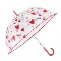 Przezroczysta, głęboka parasolka Perletti w czerwone serca