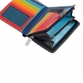 Skórzany portfel damski marki DuDu®, czarny + kolorowy środek