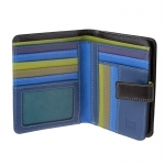 Skórzany portfel damski DuDu®, 534-1161 ciemny brąz + zielony i niebieski