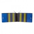 Skórzany portfel damski DuDu®, saszetka 534-1180 ciemny brąz + zielony i niebieski