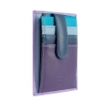 Skórzany portfel na karty, DuDu®, 534-1182 fioletowy + niebieski