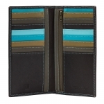 Skórzany portfel damski typu etui na karty DuDu®, 534-1719 brązowy z kolorowym środkiem