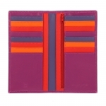 Skórzany portfel damski typu etui na karty DuDu®, 534-1719 fuksja z kolorowym środkiem