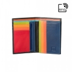 Cienki skórzany portfel damski DuDu®, 534-4714 RFID, czarny z kolorowym środkiem