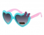 Okulary przeciwsłoneczne dziecięce UV 400 SERCA Z KOKARDKĄ niebiesko-różowe