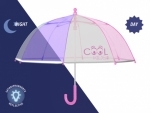 Głęboka parasolka dziecięca z ODBLASKOWĄ lamówką, różowo-biała