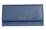 Klasyczny portfel damski Puccini lakierowany, kolekcja Calypso, niebieski