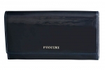 Klasyczny portfel damski Puccini lakierowany, kolekcja Calypso, granatowy