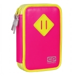 Podwójny piórnik szkolny Coolpack Jumper z wyposażeniem, Pink Neon