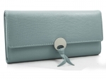 Elegancki klasyczny portfel damski z metalowym zapięciem, niebieski