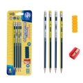 Ołówki grafitowe HB 4szt + nakładka + temperówka Astra