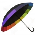 Długi automatyczny parasol z lamówką w kolorach TĘCZY, 16 brytów