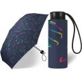 Kieszonkowa, ultra mini parasolka Happy Rain 16 cm, granatowa w kreski