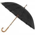 Wytrzymały elegancki parasol  Falcone, 16 brytów, drewniana rączka, czarny w prążki