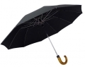 Automatyczny POLSKI parasol męski marki Kulik, czarny z drewnianą rączką