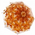 Przezroczysta parasolka damska w jesienny wzór, POMARAŃCZOWE LIŚCIE