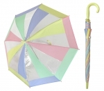 Przezroczysta pastelowa parasolka dziecięca z żółtą rączką