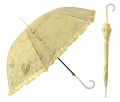Głęboka przezroczysta parasolka damska z falbanką, koronka Żółta