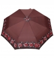 Mocna automatyczna parasolka damska marki Parasol, brązowa w róże