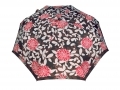Bardzo mocna automatyczna parasolka damska marki Parasol, czarna w kwiaty