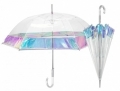 Przezroczysta GŁĘBOKA parasolka automatyczna Perletti, holo ornament
