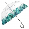Przezroczysta GŁĘBOKA parasolka automatyczna Perletti, zielone liście