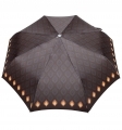 Mocna automatyczna parasolka damska marki Parasol, brązowa w pawie oczka