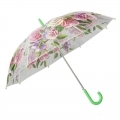 Automatyczna parasolka damska przezroczysta w kolorowe kwiaty, zielona