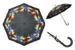 Automatyczna długa parasolka damska z falbanką, kolorowe plamy