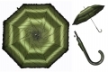 Automatyczna długa parasolka damska z falbanką, zielone listki