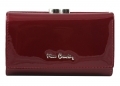 Skórzana lakierowana portmonetka Pierre Cardin - ciemno czerwona