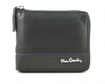 Skórzany portfel męski Pierre Cardin RFID z suwakiem i z niebieską wstawką